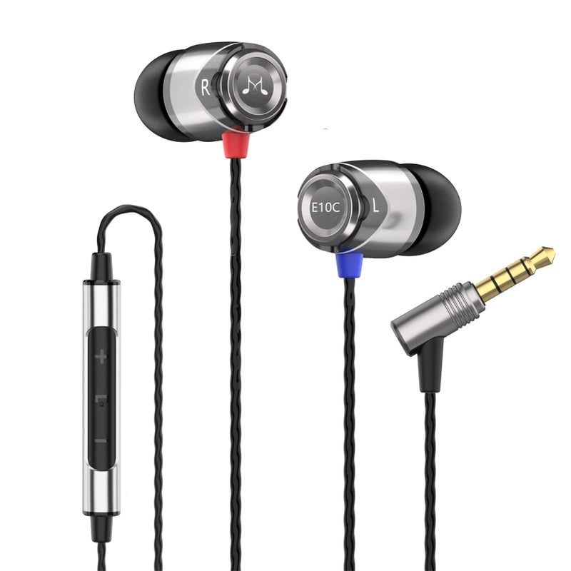 SoundMAGIC E10C Wired Earbuds with Microphone HiFi Stereo Earphones Noise Isolating in Ear Headphones Powerful Bass Tangle Free Cord Gunmetal - Image 1
